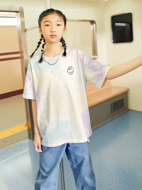 棵棵树童装2021春夏季拼色印花T恤