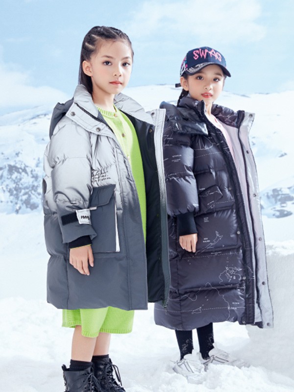 JOJO童装2021秋冬季拼色连帽羽绒服