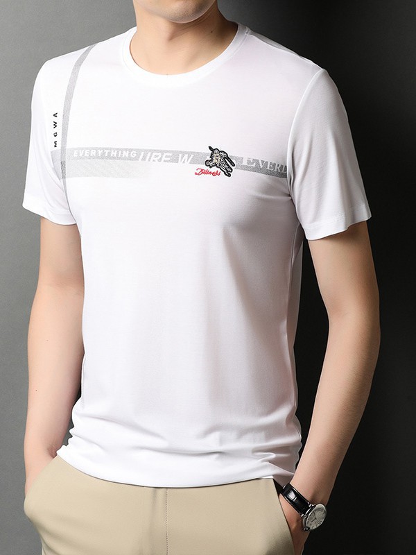 卡丹路2021春夏季白色印花T恤