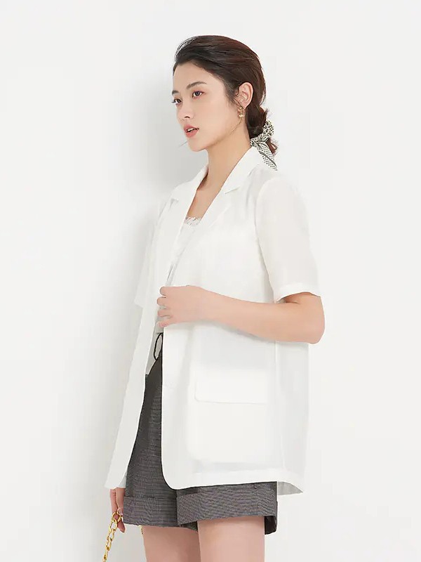 新作女装2021春夏季白色纯色西装