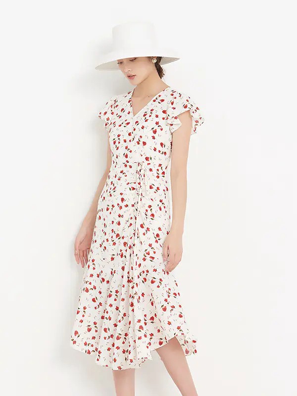 新作女装2021春夏季白色波点连衣裙