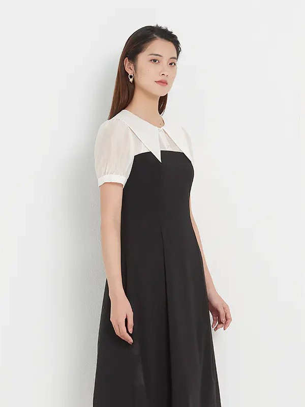 新作女装2021春夏季拼色纯色连衣裙