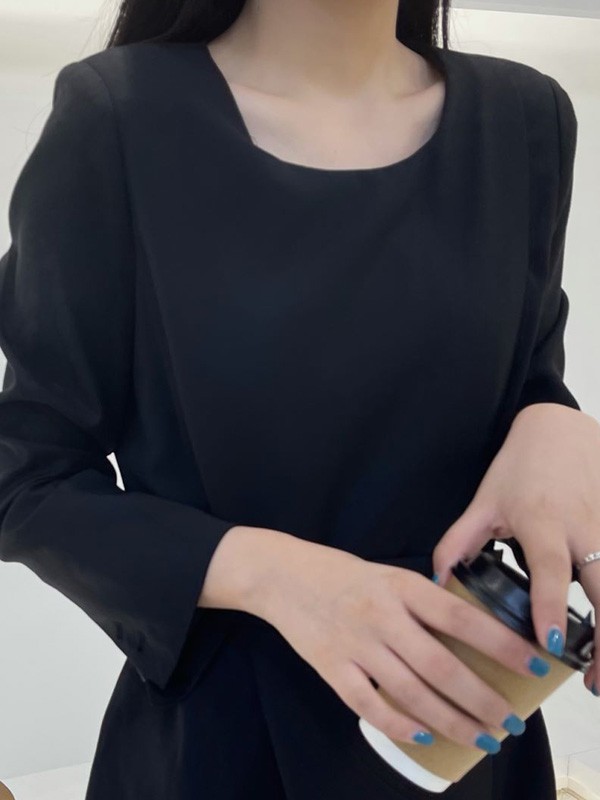 赫本家2021秋冬季黑色纯色T恤