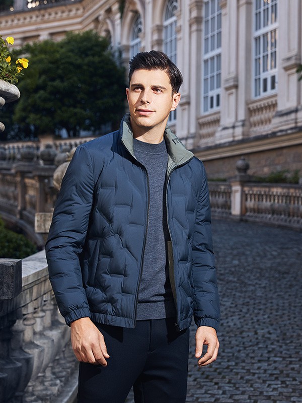 爱迪丹顿2021秋冬季蓝色纯色棉服