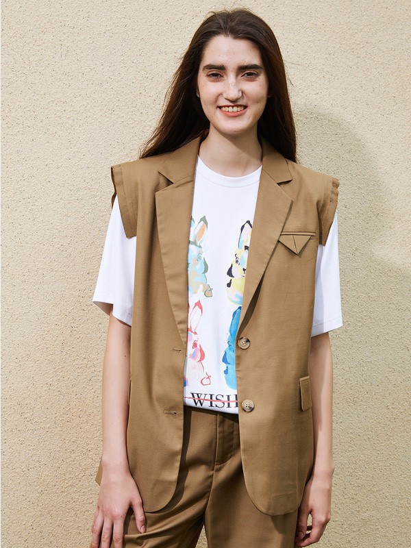 飞鸟和新酒女装2021春夏季白色印花T恤