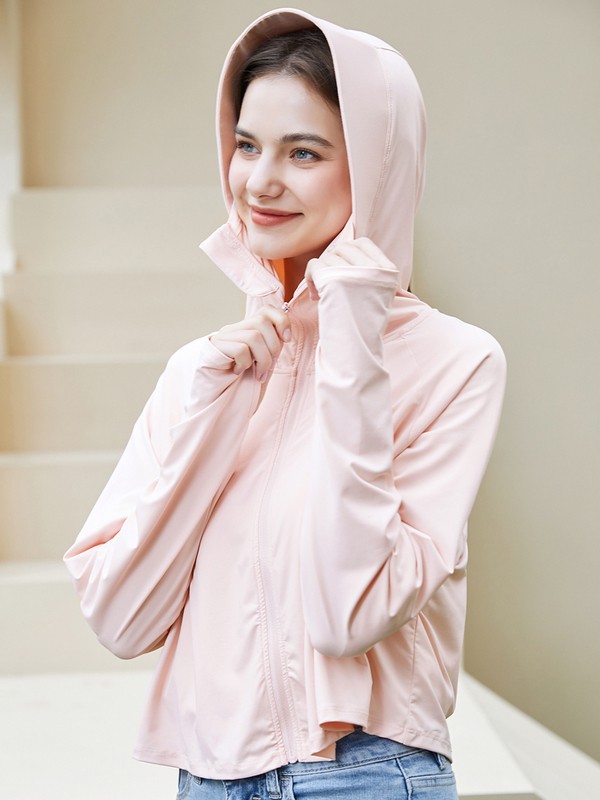 飞鸟和新酒女装2021春夏季粉色纯色防晒衫