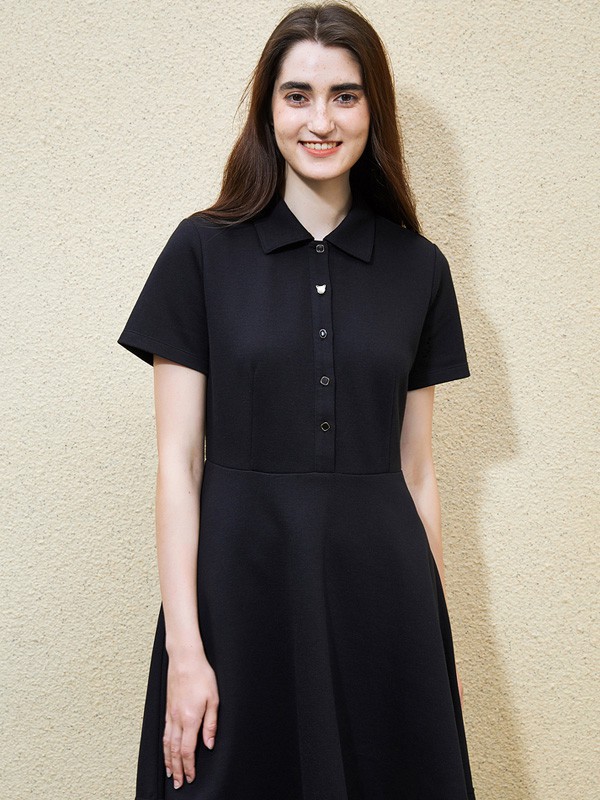 飞鸟和新酒女装2021春夏季红色纯色衬衫裙