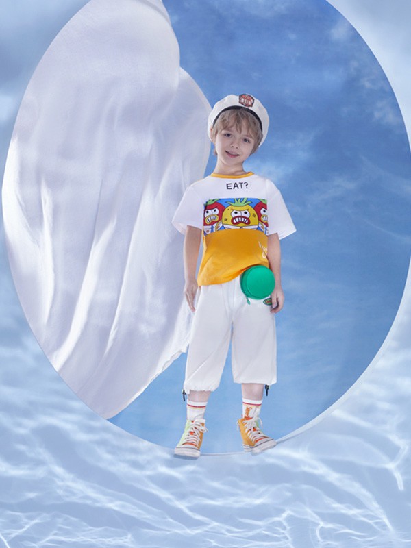 马骑顿2021春夏季白色印花T恤