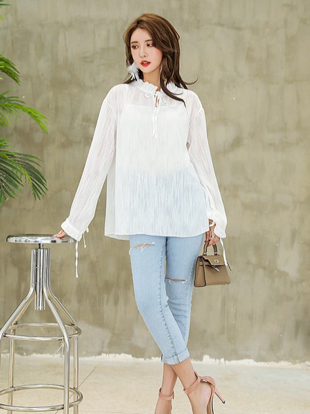 T.B2jeans牛仔2021春夏季蓝色纯色长裤