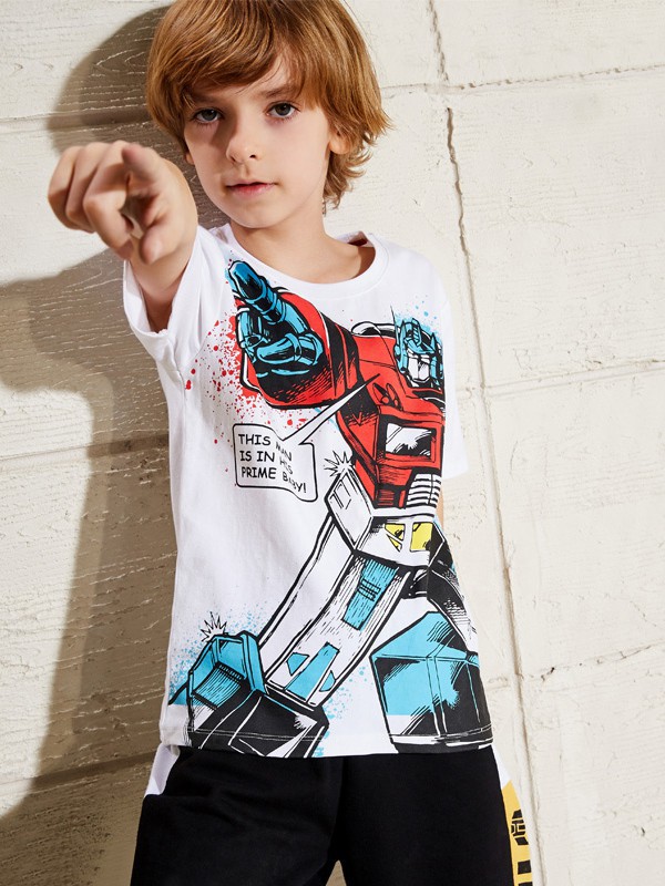 小虎宝儿2021春夏季白色印花T恤