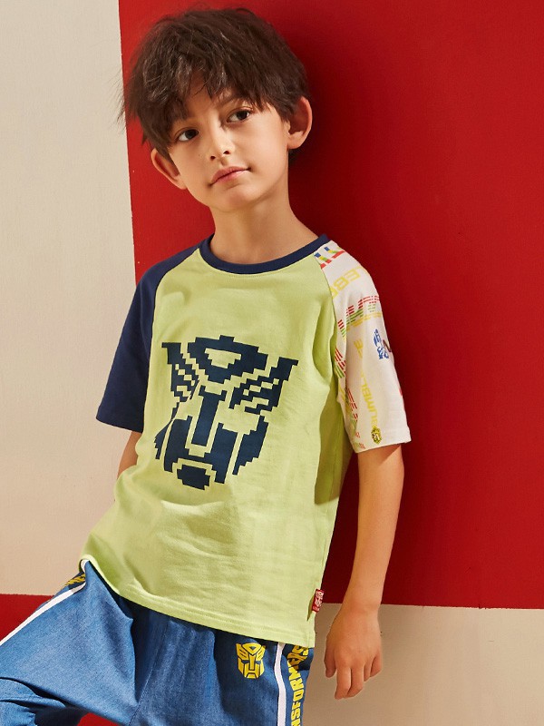 小虎宝儿2021春夏季拼色印花T恤