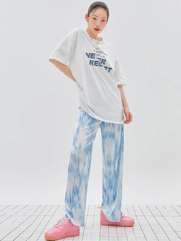 韩都衣舍女装2021春夏季白色字母T恤