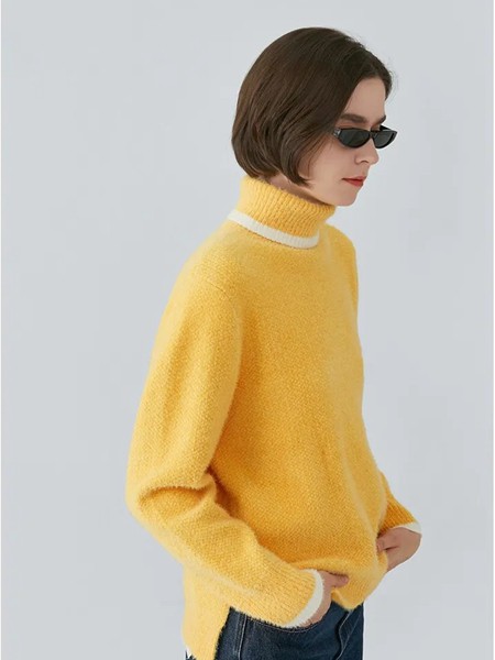 初语女装2021秋冬季黄色纯色毛衣