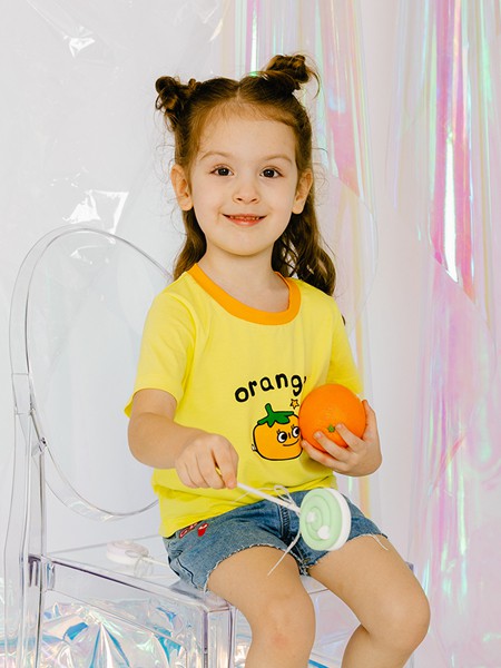 姐弟优品2021春夏季黄色印花T恤