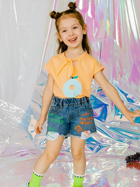 姐弟优品2021春夏季橙色印花T恤