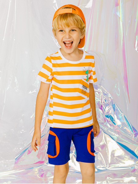 姐弟优品童装2021春夏季白色条纹