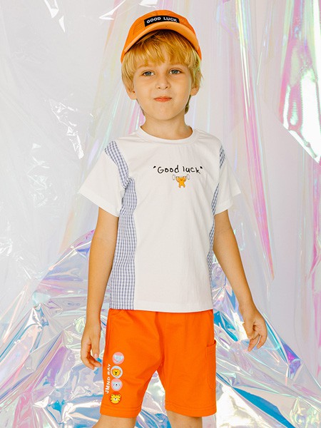 姐弟优品童装2021春夏季白色印花T恤