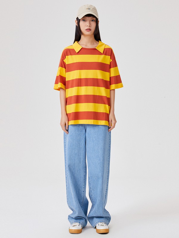 美特斯邦威美邦2021春夏季拼色条纹T恤