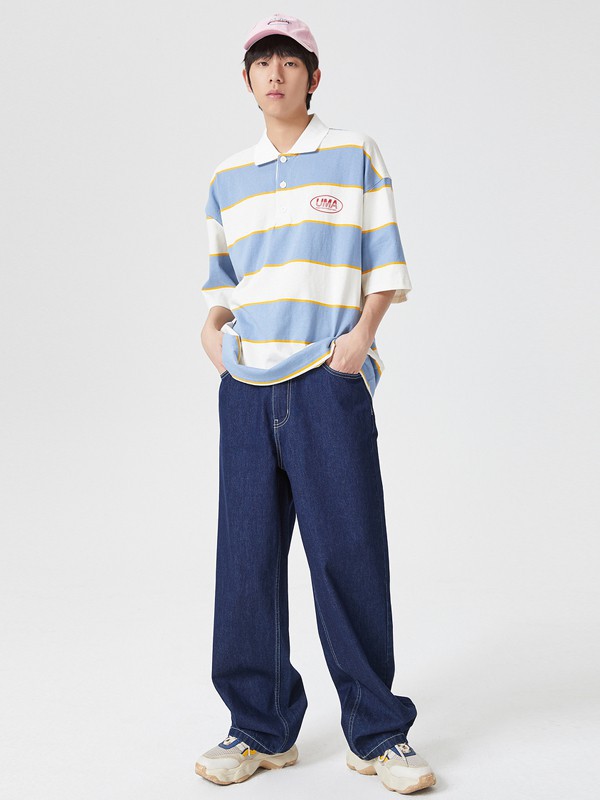 美特斯邦威美邦2021春夏季白色条纹T恤