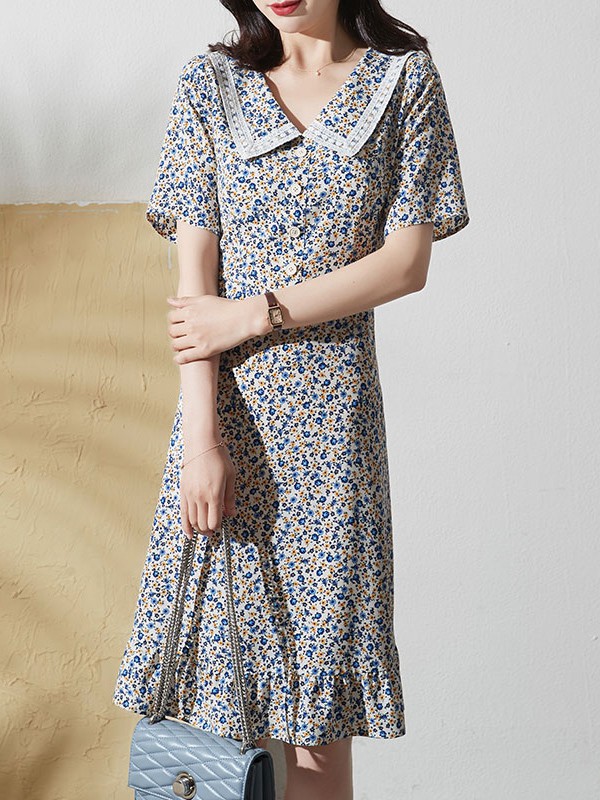 索菲丝尔女装2021春夏季灰色印花连衣裙