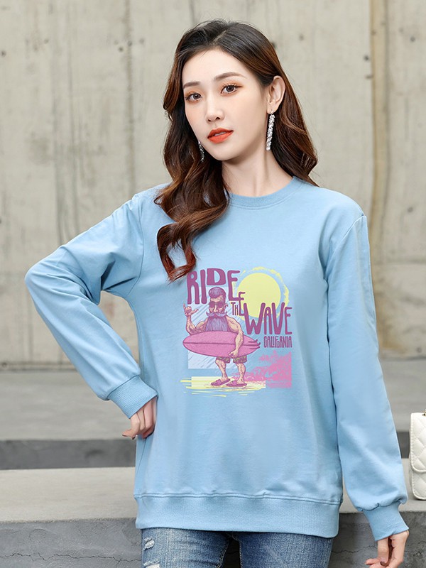 高梵羽绒服2021春夏季蓝色印花T恤