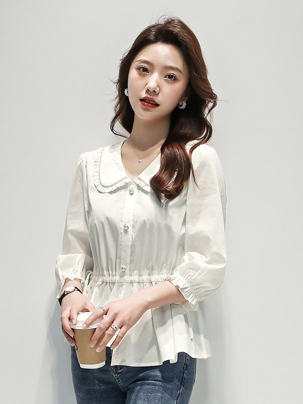 高梵羽绒服2021春夏季白色纯色雪纺衫