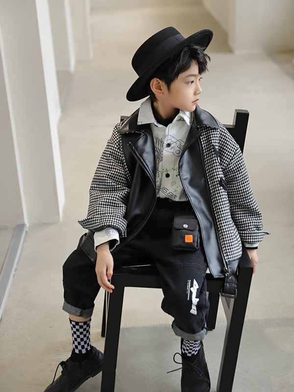 小资范2021秋冬季黑色印花长裤