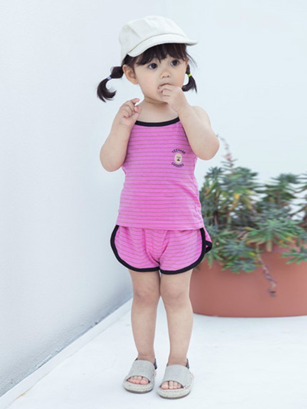 小田家童装2021春夏季粉色印花背心