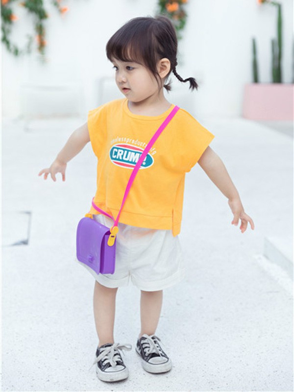 小田家童装2021春夏季黄色印花T恤