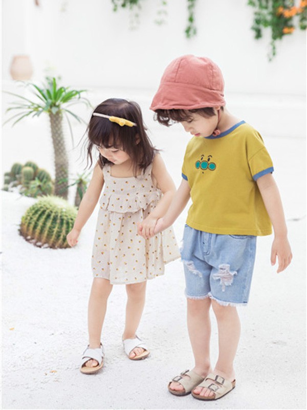 小田家童装2021春夏季白色波点吊带裙