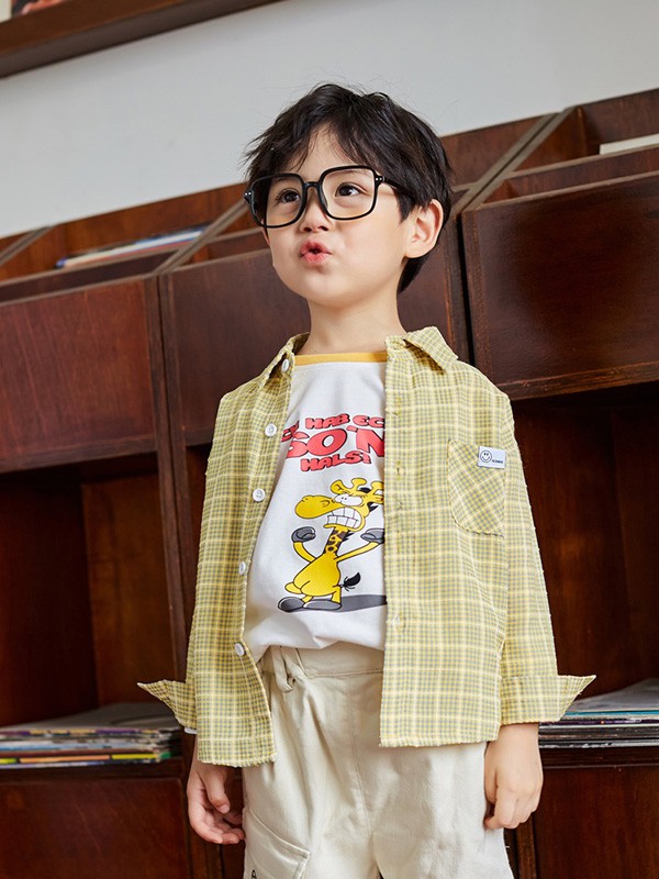 9cmkids2021秋冬季黄色格子衬衫