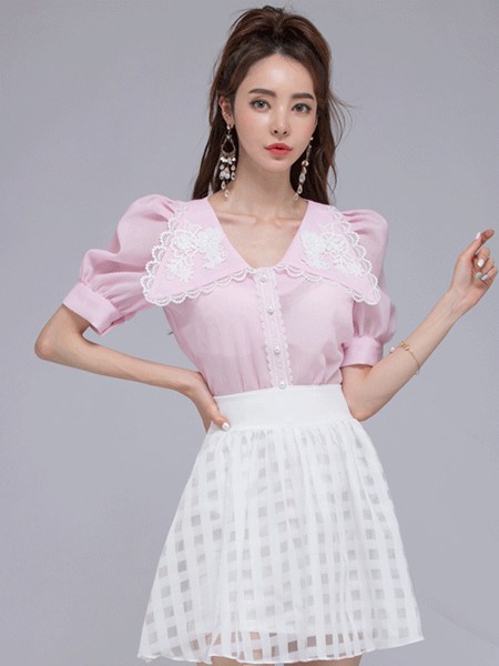 COCOSHOP2021春夏季白色格子长裙