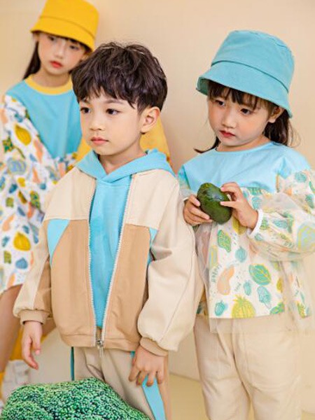 森虎儿童装2021春夏季拼色印花T恤