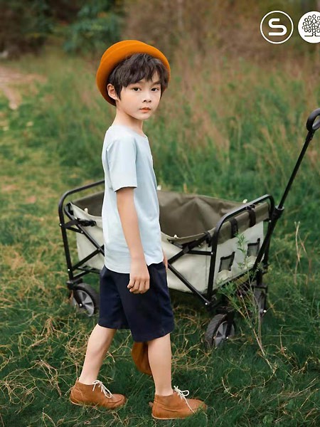 森虎儿童装2021春夏季拼色纯色T恤