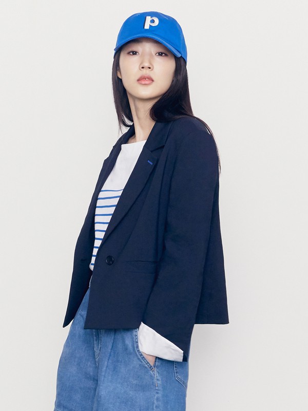 BEANPOLE2021春夏季藏蓝色纯色西装