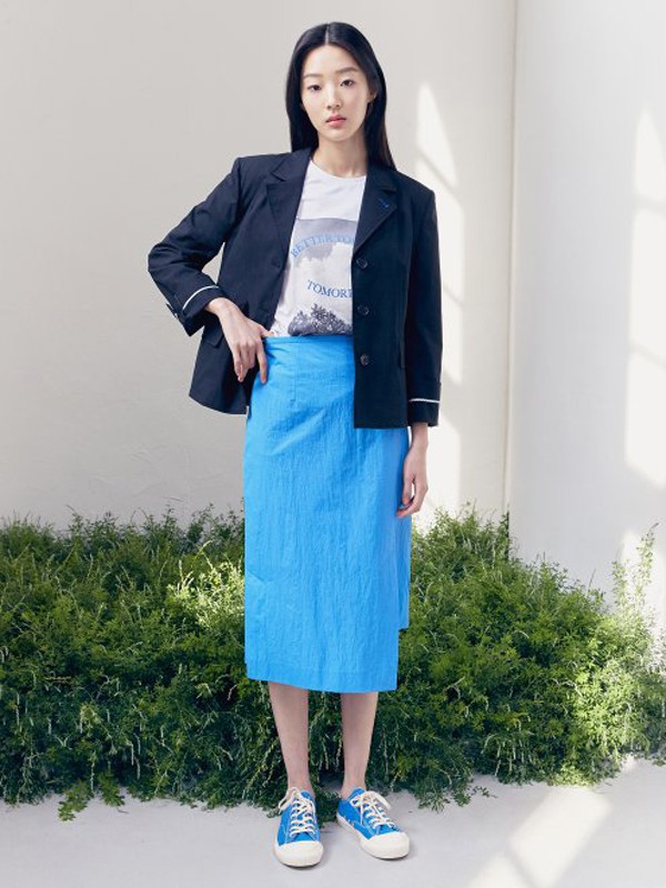 BEANPOLE休闲装2021春夏季蓝色纯色半身裙