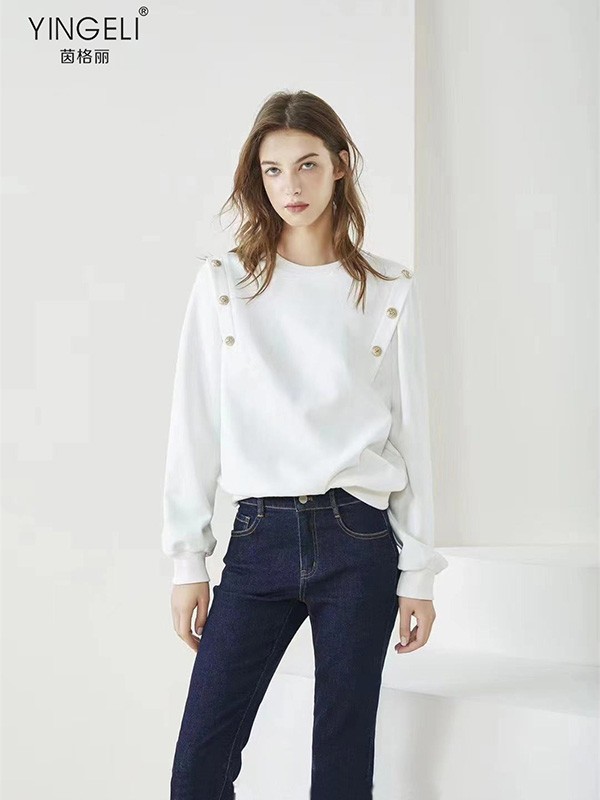 茵格丽2021秋冬季白色纯色T恤