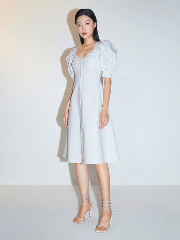 misssixty2021春夏季白色泡泡袖连衣裙