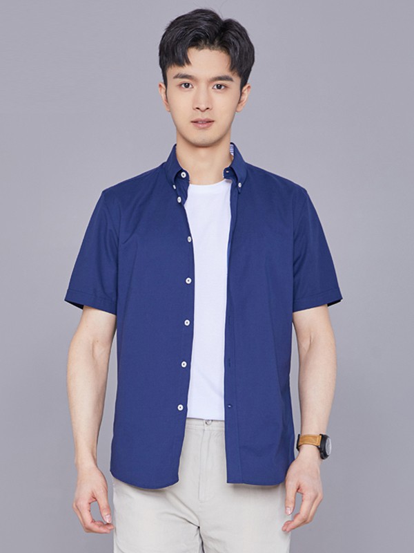 雅戈尔2021春夏季藏蓝色纯色衬衫