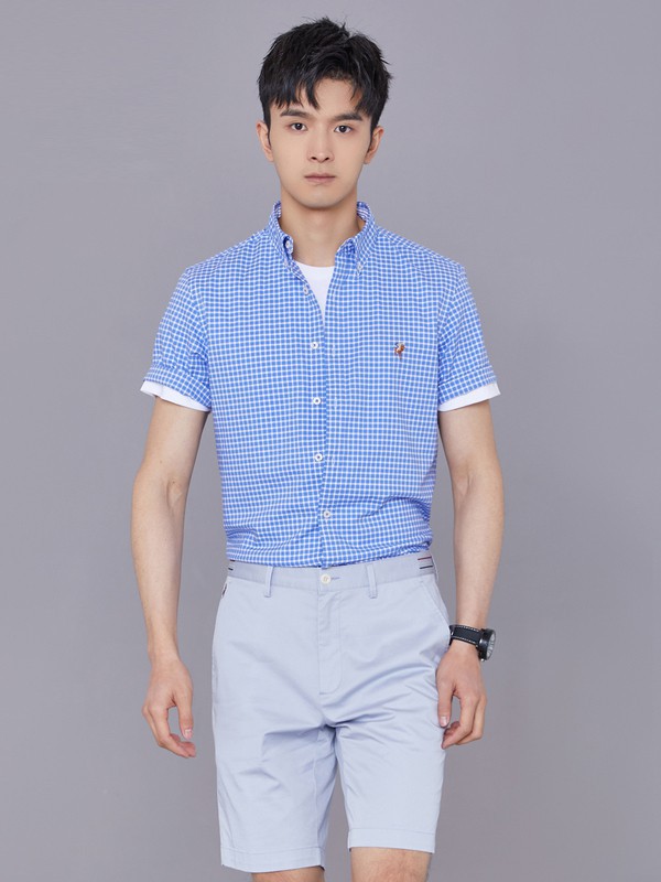 雅戈尔男装2021春夏季蓝色条纹衬衫
