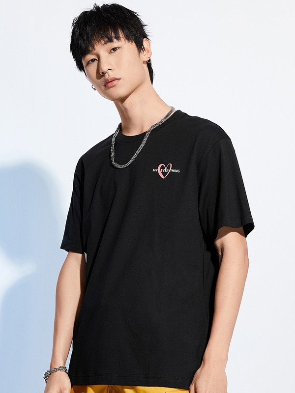 班尼路2021春夏季黑色印花T恤