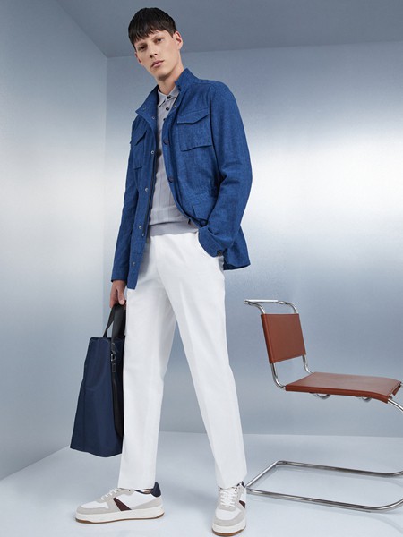 红领2021春夏季蓝色格子西装