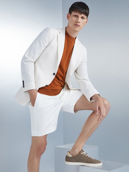 红领2021春夏季白色纯色短裤