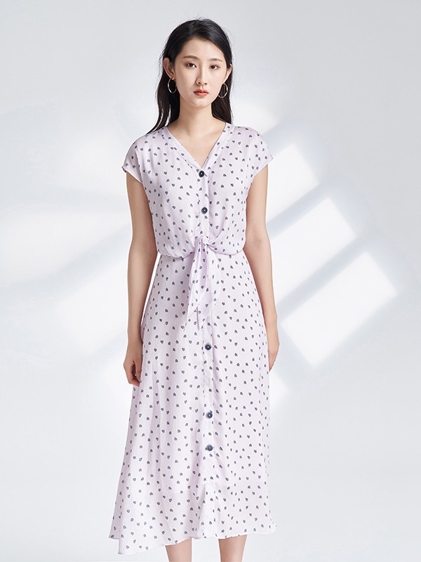 杨门2021春夏季白色波点连衣裙
