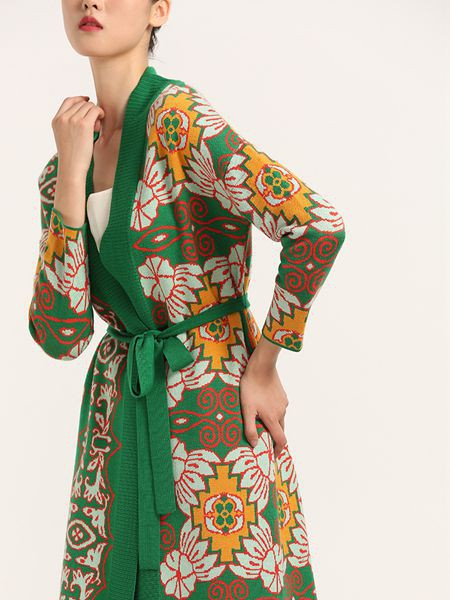 晒谷场女装2021秋冬季拼色印花外套