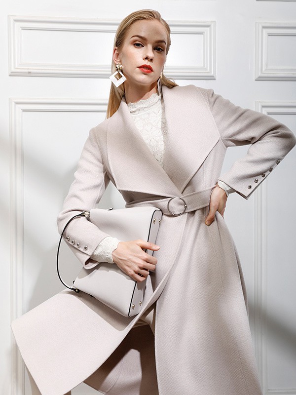 乔帛2021秋冬季白色纯色大衣