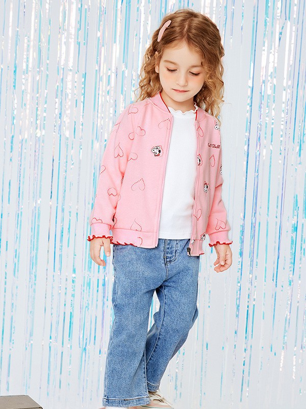 史努比2021秋冬季粉色印花外套