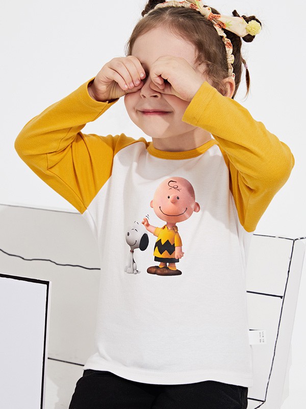 史努比2021秋冬季拼色印花T恤