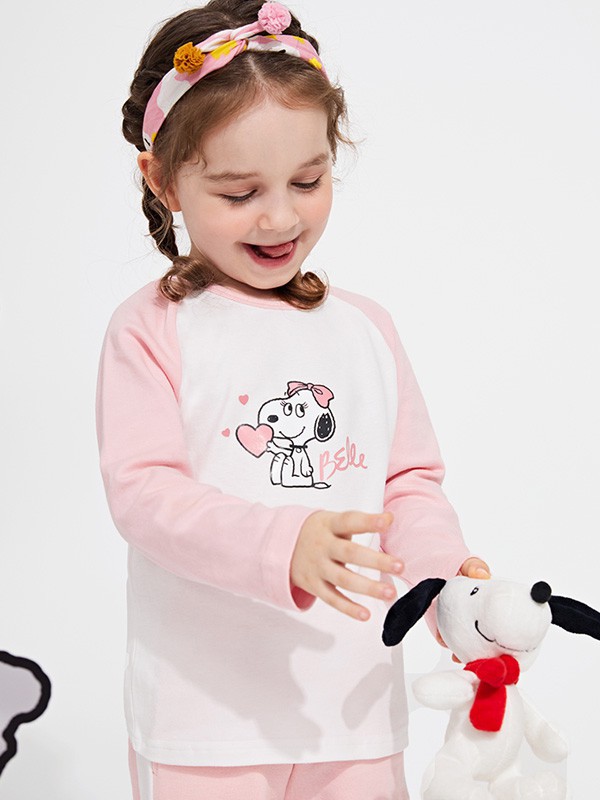 史努比2021秋冬季拼色印花T恤