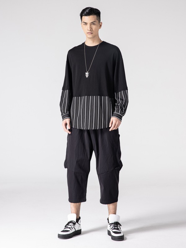 品立2021春夏季黑色条纹T恤